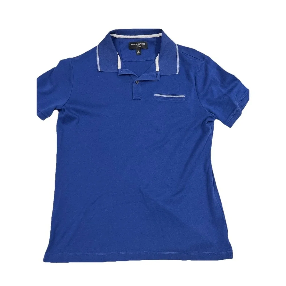 Men's Banana Republic Small Collar Polo Blue/Navy With Light Blue Accents